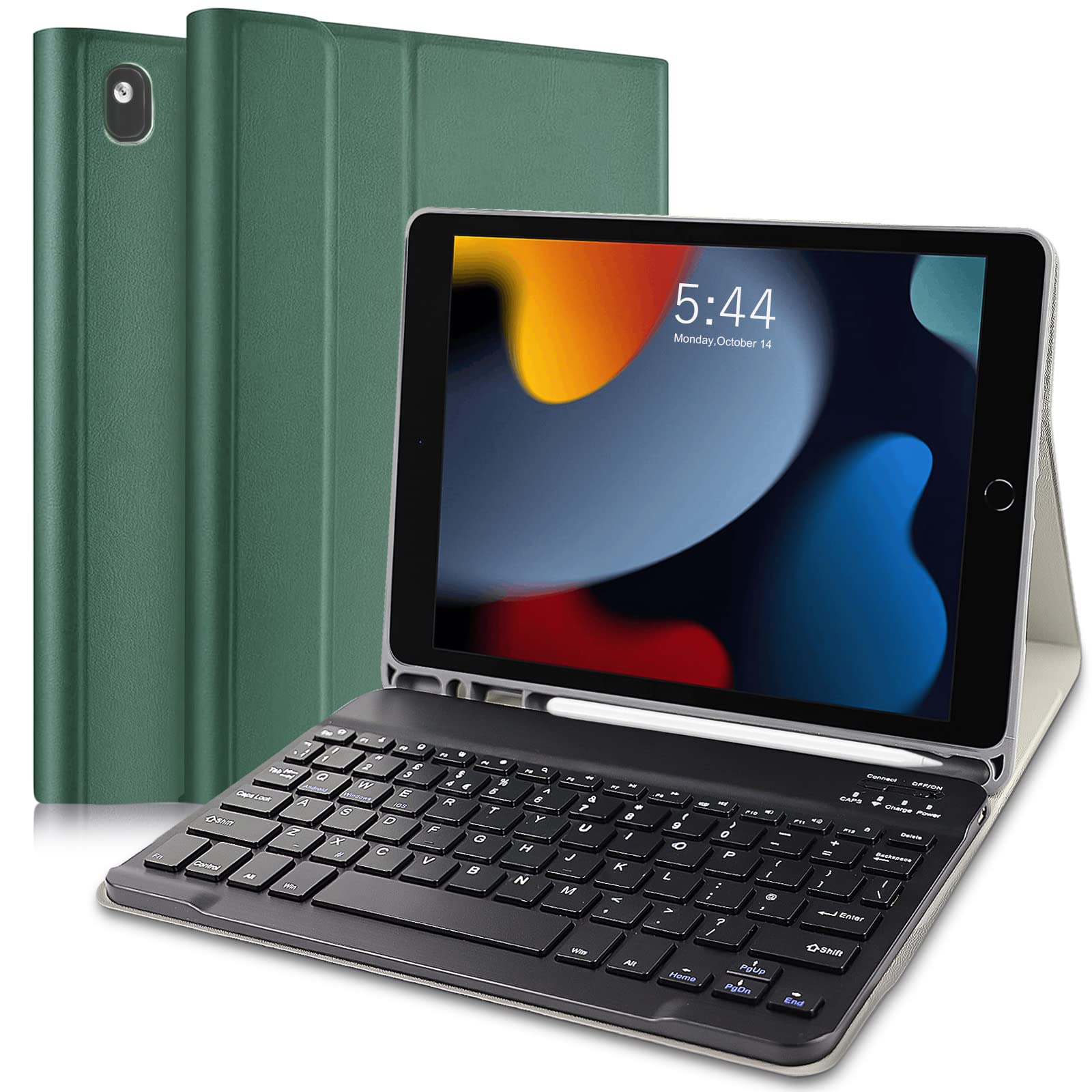 New iPad 10.2 Keyboard Case 9th Generation(2021)/ 8th Gen(2020)/ 7th Gen(2019), Slim Shell Lightweight Smart Case with Magnetically Detachable Wireless Keyboard for iPad Air 3, iPad Pro 10.5 2017