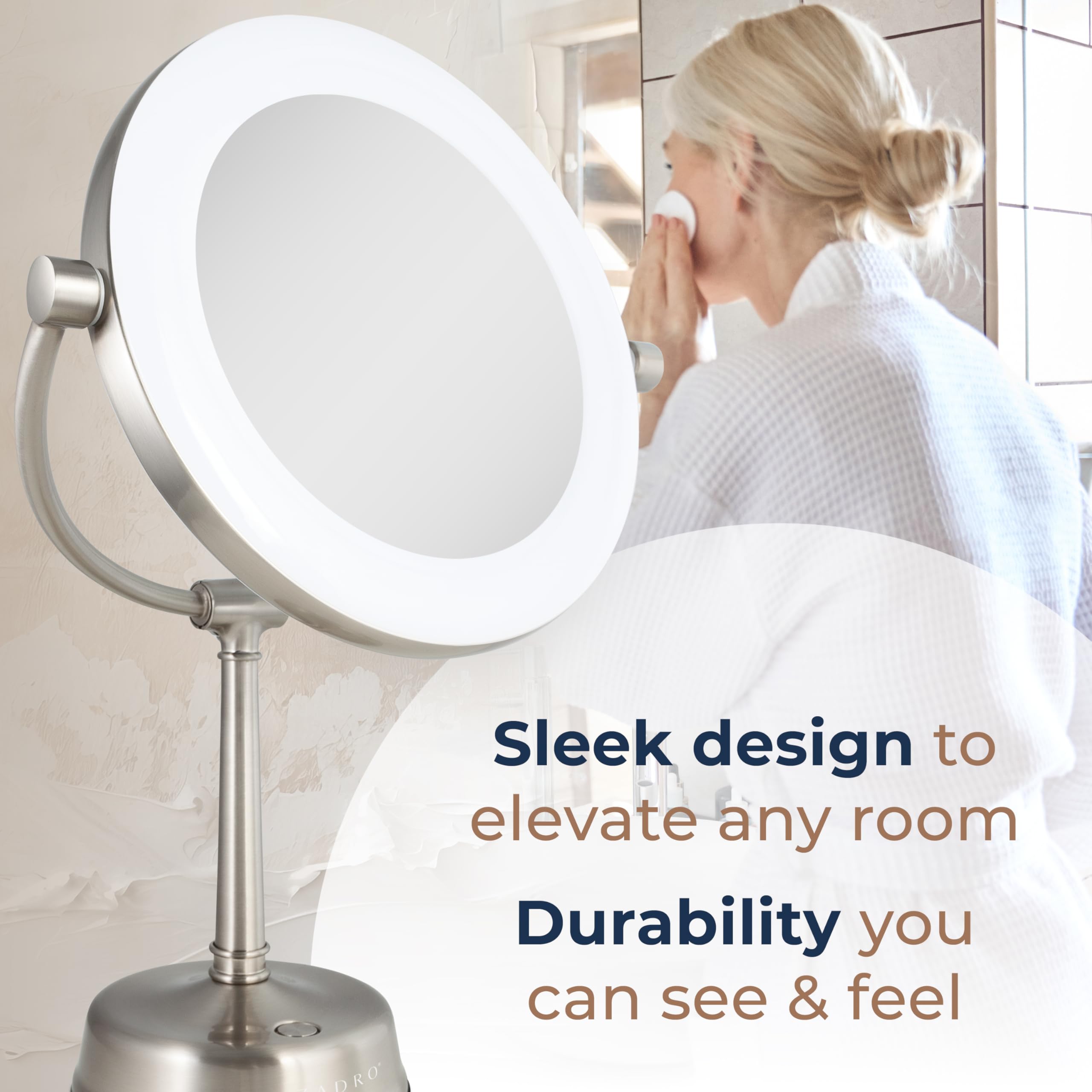 Zadro Lexington LED Lighted Makeup Mirror with Magnification Two-Sided Swivel Mirror with Lights for Makeup Desk Vanity (10X/1X, 12