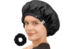 CoolMate Adjustable Satin Silk Bonnet for Sleeping Women, Tie Double Lined Silk Bonnet for Women Long Hair