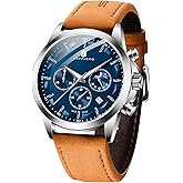 SAPPHERO Chronograph Watches for Men, Original Business Casual Stainless Steel Analog Watch 50M Waterproof Luminous Watches with Date Dial, Mens Gift