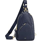 Kattee Sling Bag for Women, Leather Fanny Packs Crossbody Purse, Small Chest Bag with RFID Blocking, Blue