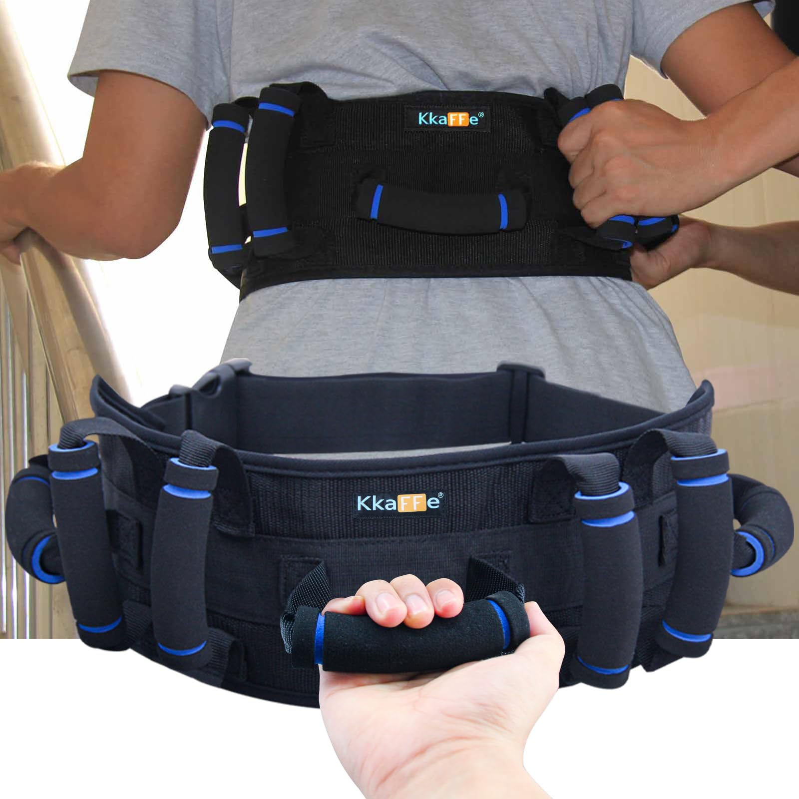 KkaFFe Gate Belt for Elderly with 7 Handles,Gait Belts Transfer Belt for Seniors, Adjustable Lift Belts for Elderly (27-45 inches) Quick Release Gait Belt，Patient Transfer Belt for Disabled