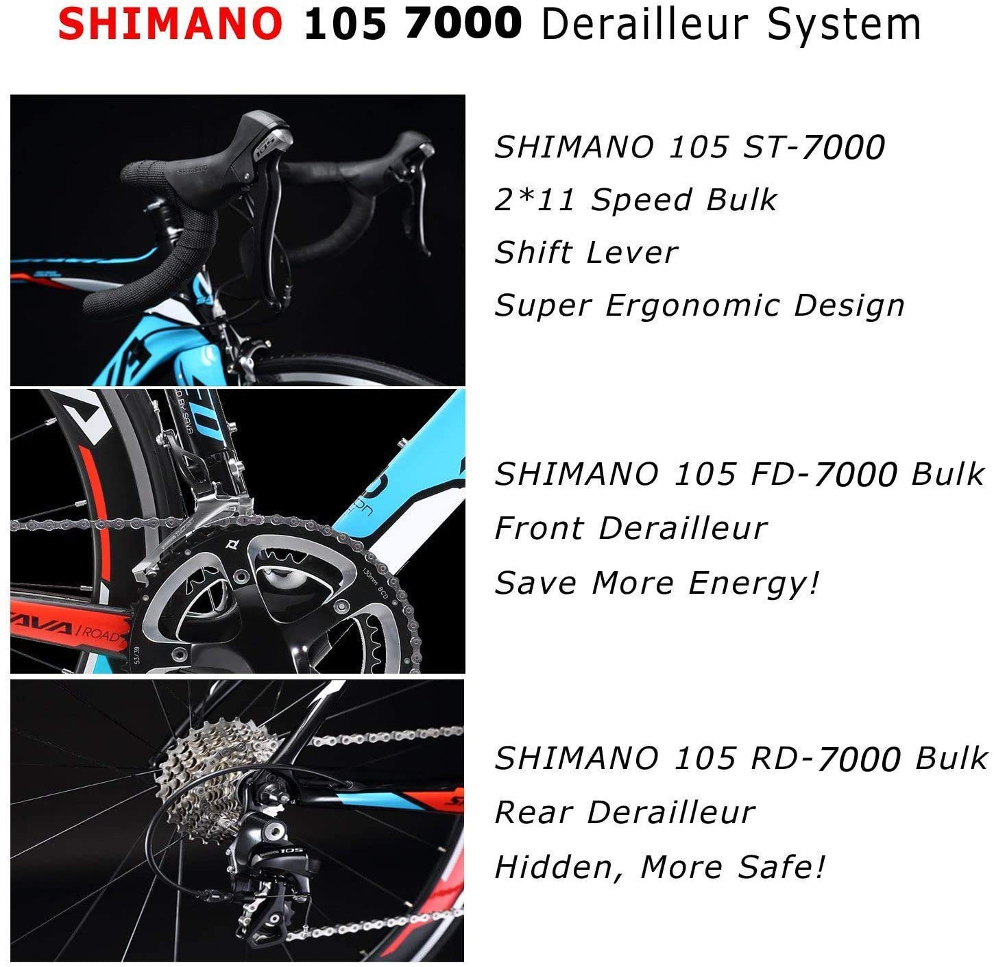SAVADECK Warwind5.0 Carbon Road Bike 700C Full Carbon Frame Racing Bicycle  with Shimano 105 R7000 22 Speed Groupset… - Buy Online - 124761445