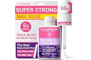 Glamonade Super Strong Nail Glue: Glue for Press Ons & Acrylic Nails & Fake Nail Tips - 10ml Professional Easy Long-Lasting Mess-Free Application Adhesive
