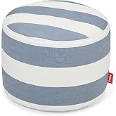 Fatboy Point Outdoor Pouf Ottoman, Stripe Ocean Blue