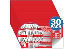 PUNCHMAN 30 Pack Red Aluminum Self-Adhesive Labels - Permanent Organizational Tags for Office, Inventory, Asset Management | 6" X 3.5" Durable Adhesive Labels