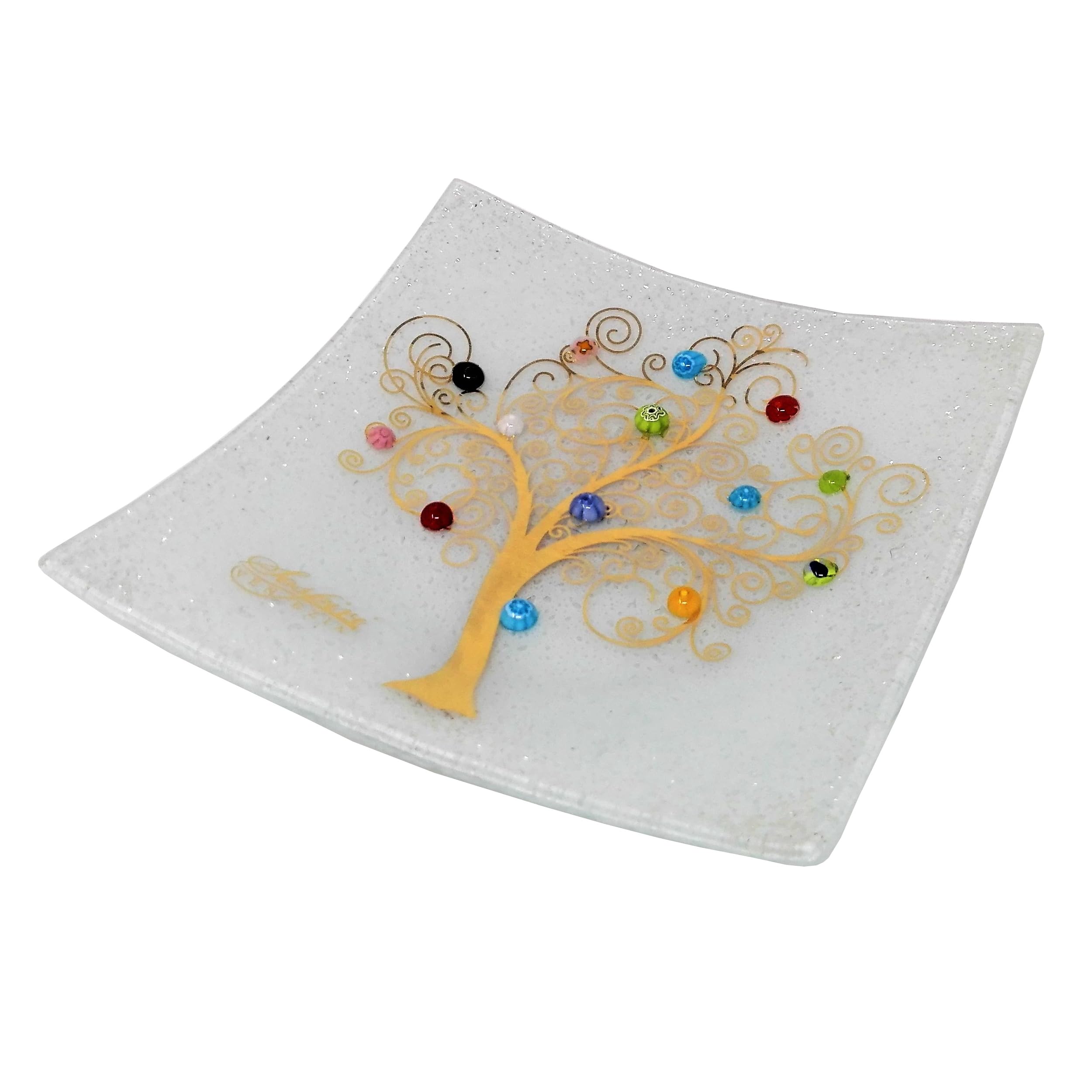 Sospiri Venezia Murano Glass Decorative Dish, Handcrafted Decorative Bowls for Home Decor, Centerpiece Tray, Key Bowl, Gift Decor Tray for Entryway Table, Living Room, Dining Room 7.5"x 7.5"