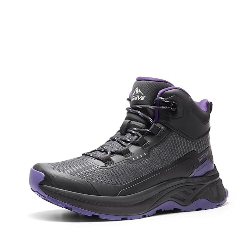 NORTIV 8 Women's Lightweight Hiking Boots Waterproof Hiking Trekking for Outdoor,Size 8,Black/Purple,SNHB241W