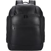 TIDING Leather Travel Backpack for Men 17 Inch Laptop Business Daypack | TSA Approved 180&deg; Open, Dual Device Storage, Water-Resistant, Water Bottle Pocket, Luggage Strap, Adjustable Chest Belt