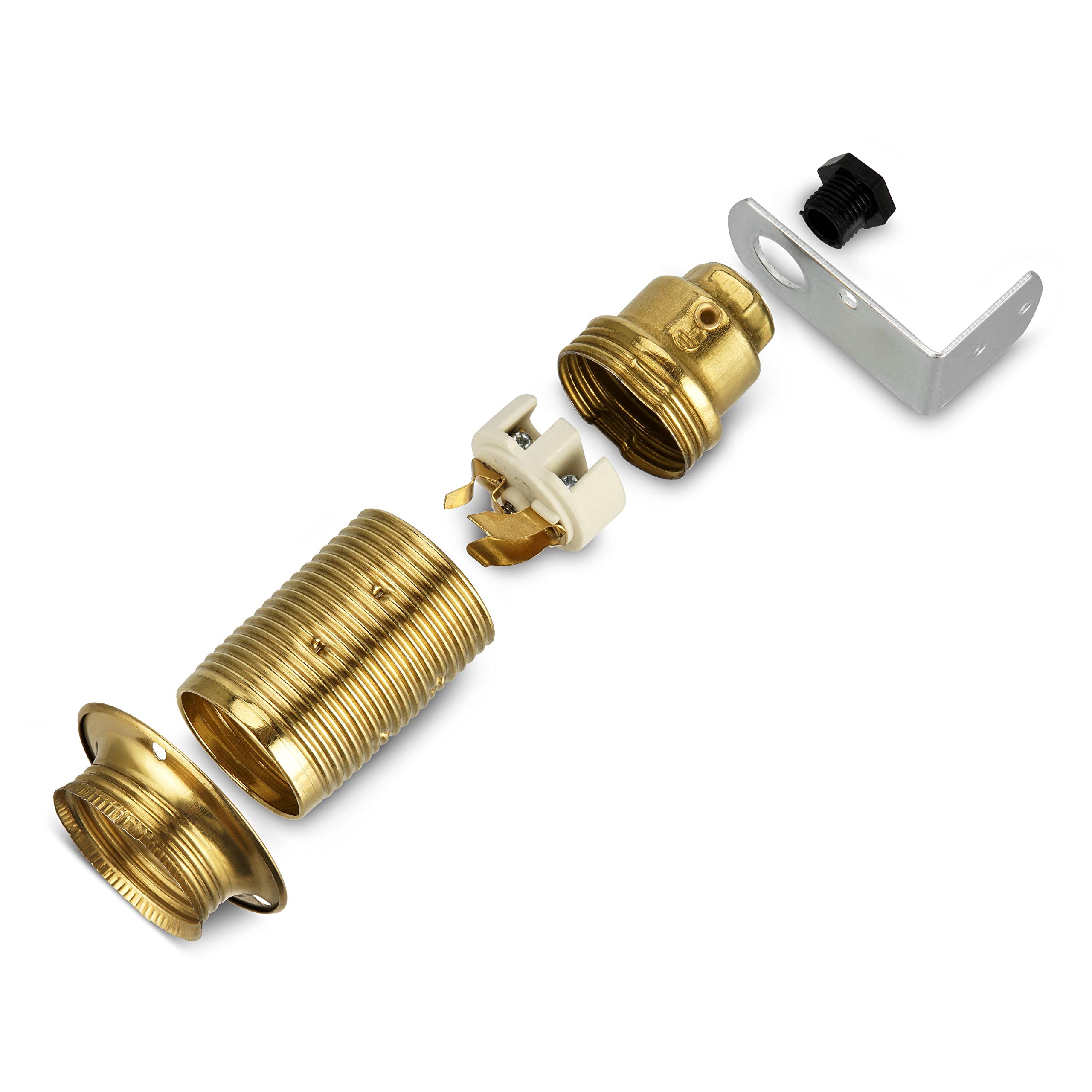 E14 Lamp Socket Brass with Metal Bracket