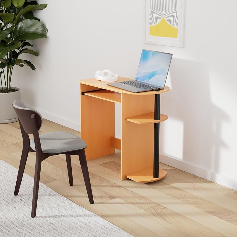 Bureaux d'Ordinateur, Bois, Cerisier Clair/Noir, Taille Unique, Light Cherry, One Size