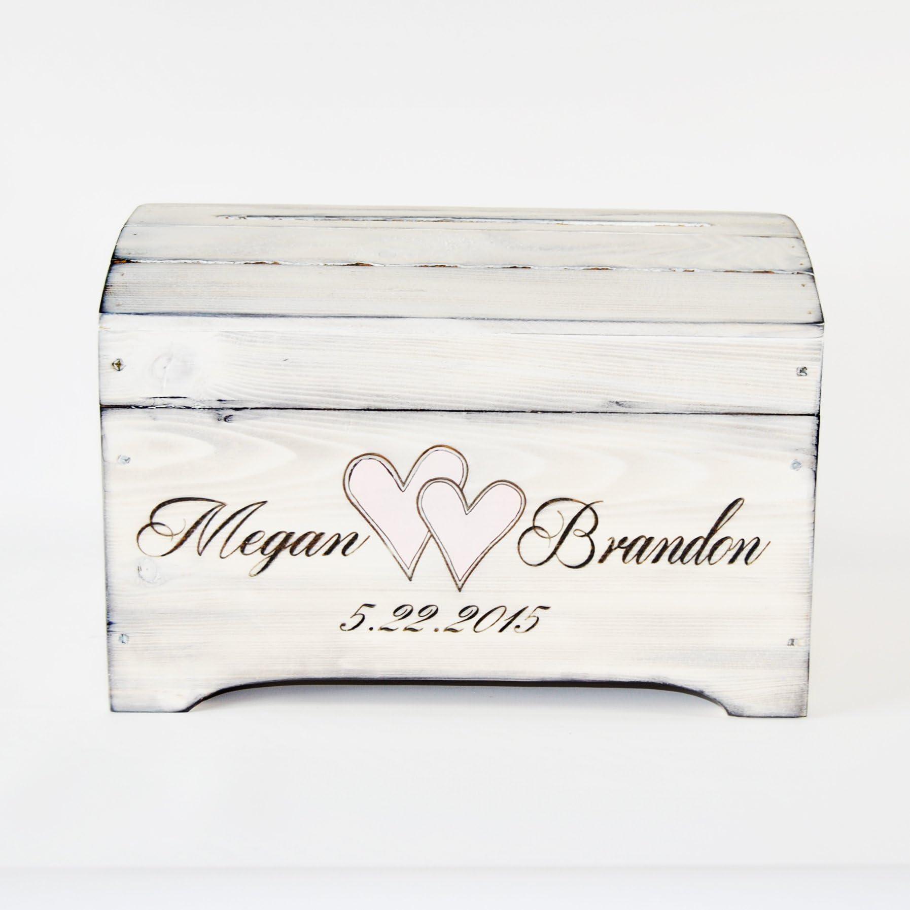 Roxy Heart Vintage Small Wooden Shabby Chic Keepsake Memory Box with Personalized Engraving