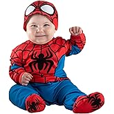 Marvel Spider-Man Official Infant Deluxe Costume - Premium Quality Minky Fabric and Non-Slip Grip Booties
