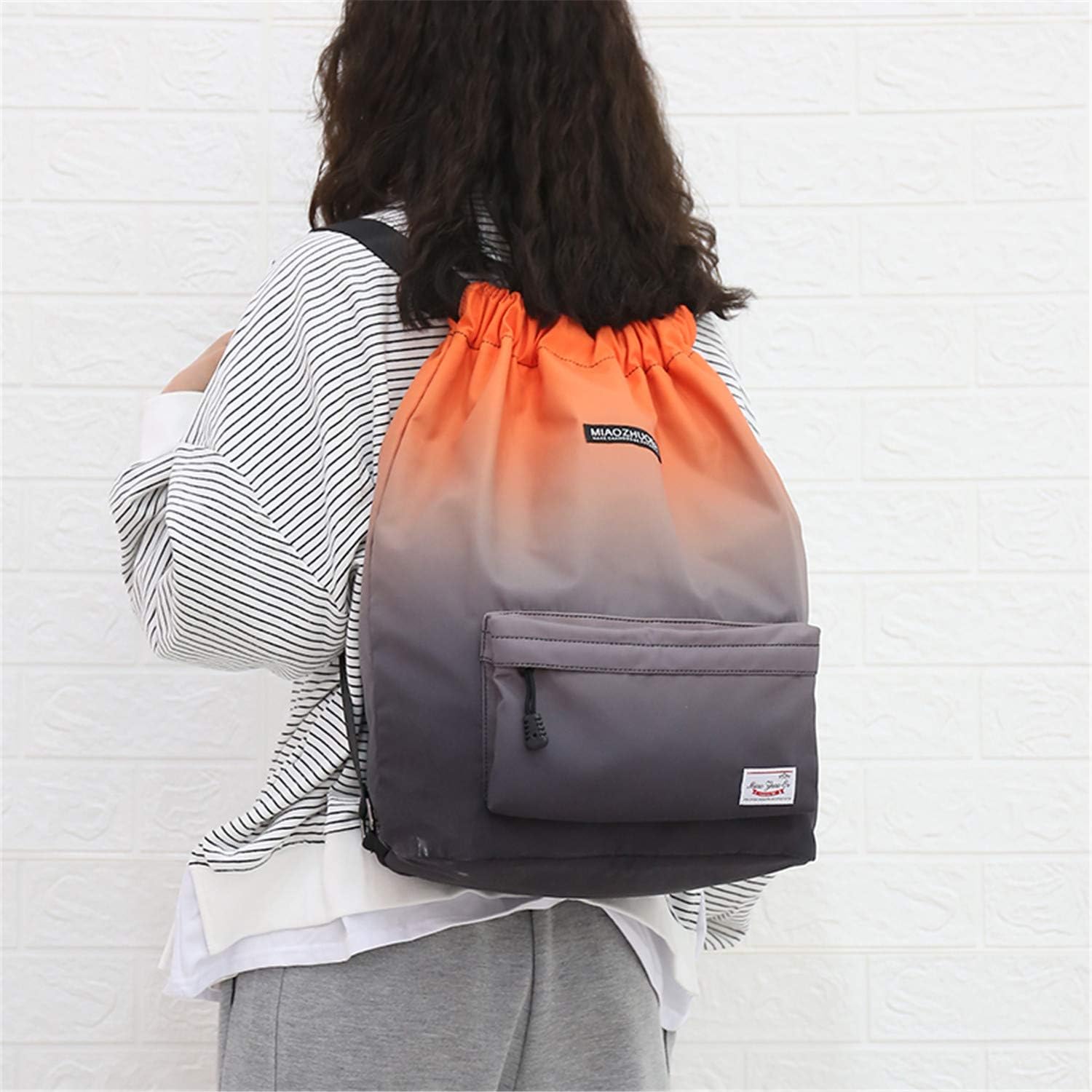 Risefit Waterproof Drawstring Bags, Printed Gym Sackpacks Bags Sports Backpacks for Shopping Swimming Yoga for Men Women Girls Students