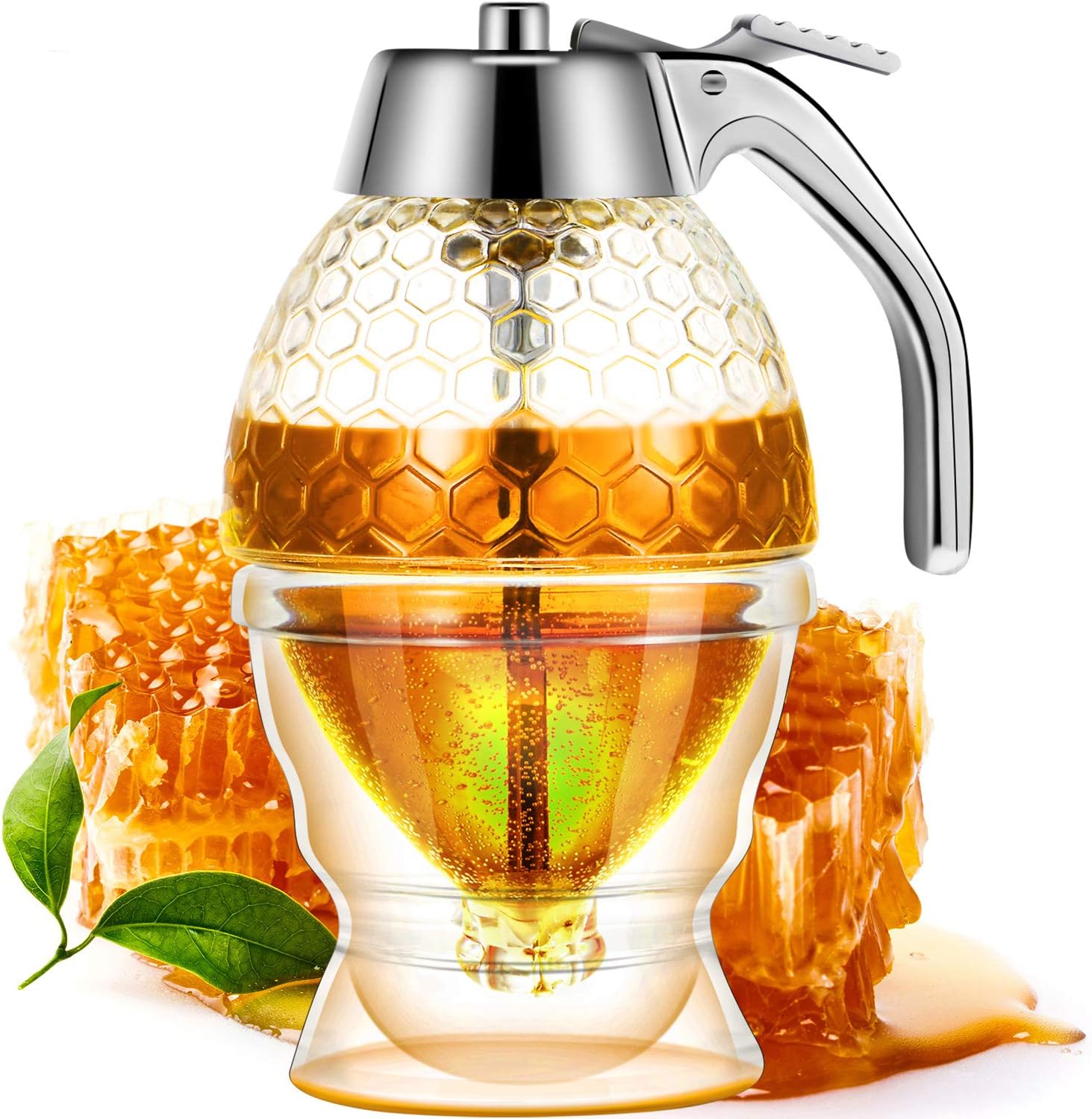 Acrylic Cup Honey Dispenser No Drip Glass Maple Syrup Juice Dispenser
