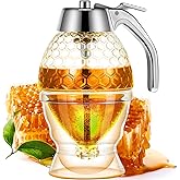 Boao Acrylic Honey Dispenser with Stand Comb Shaped Honey Pot, No Drip Syrup and Sugar Jar Pot with High Capacity Pourer Disp
