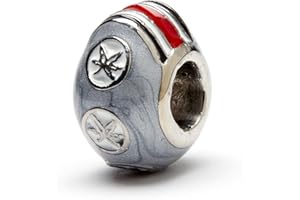 Stone Armory Bead for Ohio State – Ohio State University Charm Features Gray Buckeye Leaf – Stainless Steel Compatible with Pandora Bracelets – OSU Jewelry - Gift for Fans & Alumni