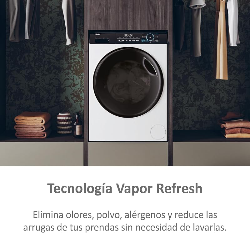 Haier i-pro series 3 hwd90-b14939-ib - máquina de lavar e secar, capacidade 9 kg + 6 kg, motor de movimento direto, abt, atualização, final atrasado, detector de kg, instalação gratuita, largura de 60 cm, 1400 rpm, branco