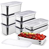 Suttmin 9 Pcs Stainless Steel Food Storage Containers with Lids 1/3 Size Hotel Pans Steam Table Pan Metal Meal Food Containers for Restaurant Stackable Kitchen Freezer Buffet, 2.5/4/6 Inch Deep