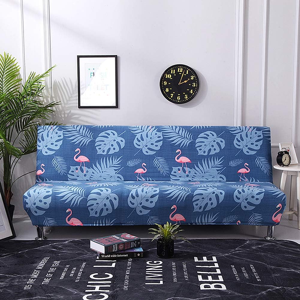 Magik Futon Slipcover Armless Sofa Cover Stretch Sofa Bed Slipcover Protector Elastic (1, Flamingo)