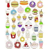 JIALEEY 35Pcs Assorted Gold Plated Enamel Food Fashion Style Charm Pendant DIY for Necklace Bracelet Jewelry Making and Crafting