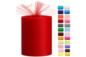MIEGECHA Tulle Rolls 6” by 100 Yards (300 feet) Tulle Roll Spool Fabric for DIY Tutu Skirts Wedding Baby Shower Crafts Decorations Party Supplies (Red)