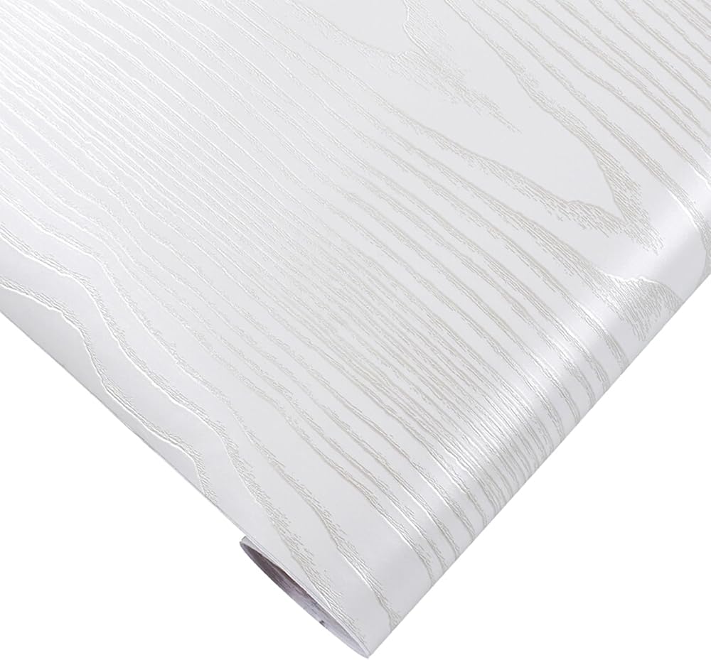 Hode Matt White Vinyl Wrap 40x500cm Wood Effect Self Adhesive Wallpaper