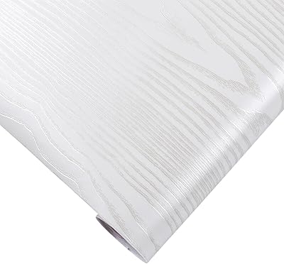 Hode Matt White Vinyl Wrap 40x500cm Wood Effect Self Adhesive Wallpaper