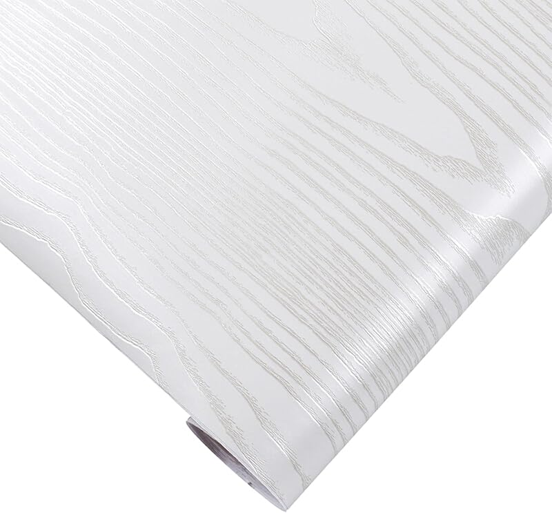 Hode Matt White Vinyl Wrap 40x500cm Wood Effect Self Adhesive Wallpaper