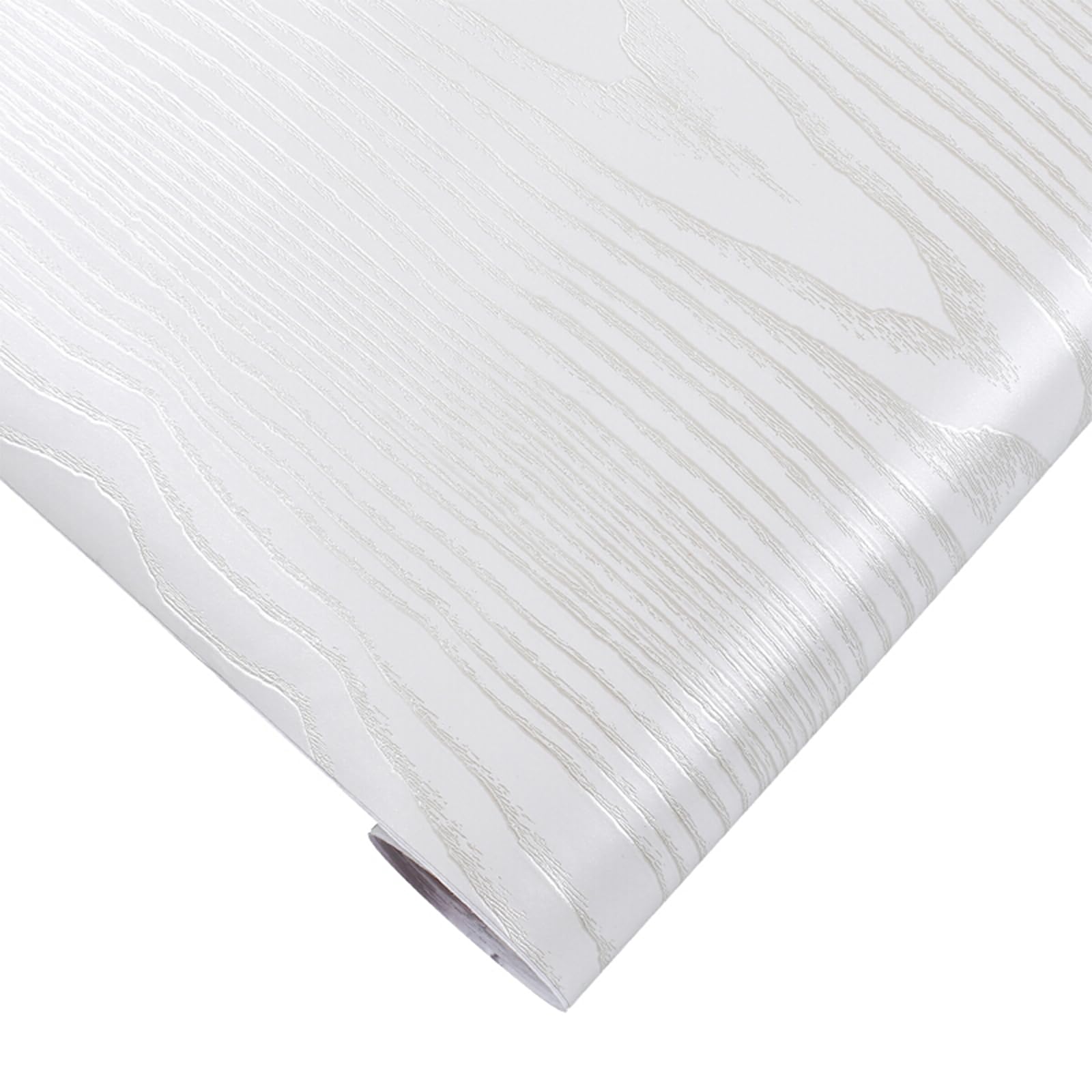 Hode Matt White Vinyl Wrap For Kitchen Cupboards Furniture, Wood Effect Sticky Back Plastic Roll, Worktop Vinyl Covering Furniture Stickers, Self Adhesive Wallpaper Contact Paper 40x500cm