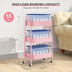 EAGMAK 3 Tier Utility Rolling Cart, Metal Storage