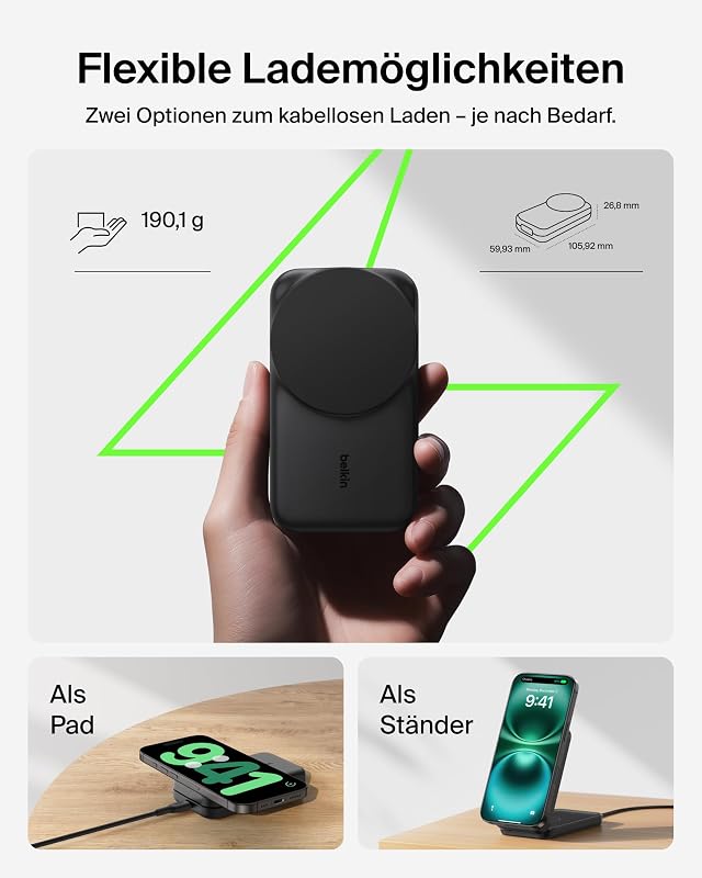 UltraCharge 3-in-1 Induktive Ladestation mit Qi2, 25W – Schwarz