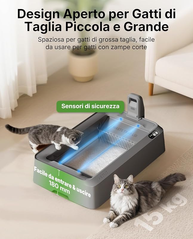 PUROBOT CRYSTAL DUO Lettiera Gatto Autopulente con Telecamera AI