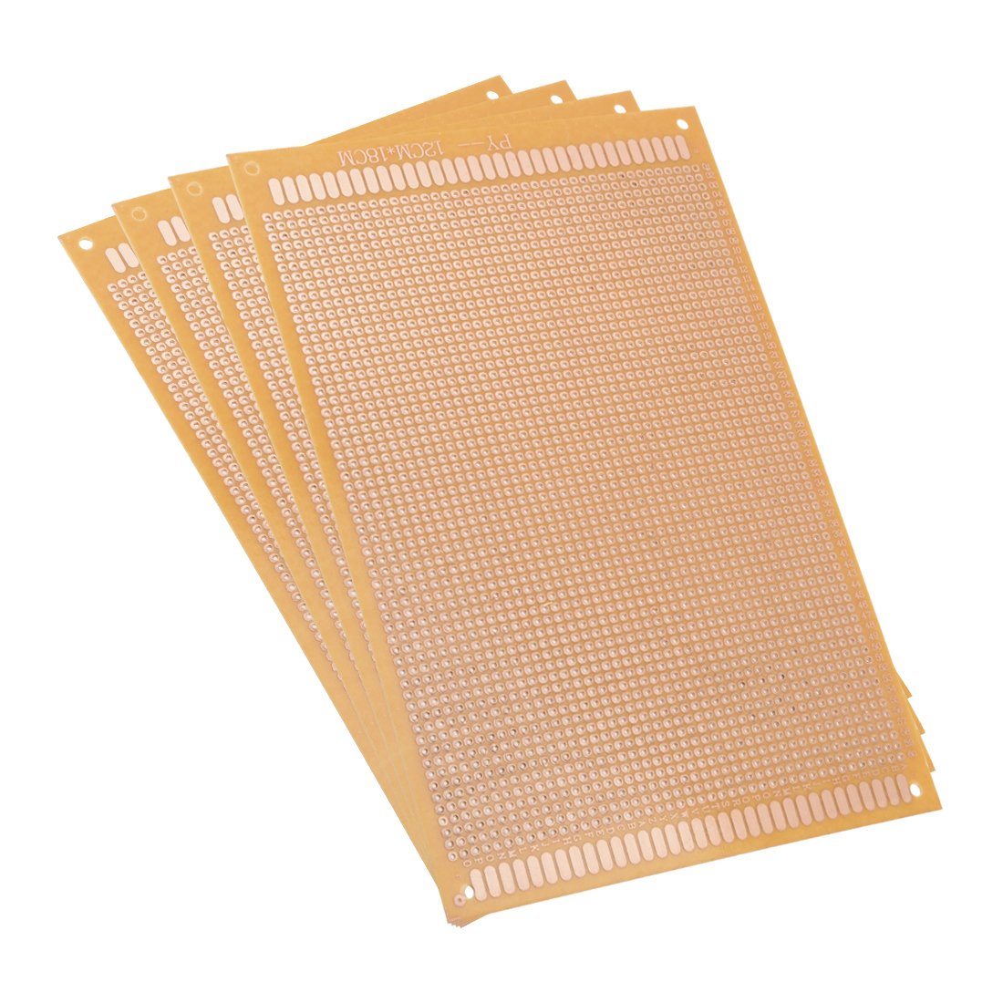 Sourcingmap 12x18cm Single Sided Universal Paper Printed Circuit Board Thickness 1.3mm for DIY Soldering Brown 4pcs