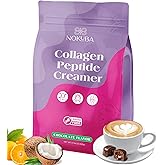 Nokuba Collagen Creamer Protein Coffee Powder, Marine Collagen with Coconut MCT, Hyaluronic Acid, Vitamin C & Probiotics for Skin Lightening, Hair & Nails Strength, Gut Health, Chocolate, 17.64 Ounce