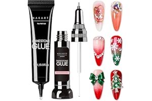 Makartt Nail Rhinestone Glue Set - Gel Nail Glue for Rhinestones, 3D Art Design Super Strong Adhesive for Charm Gems Jewel Crystal Beads Diamonds, 15ml & 8ml, Easy Use, Cured Need