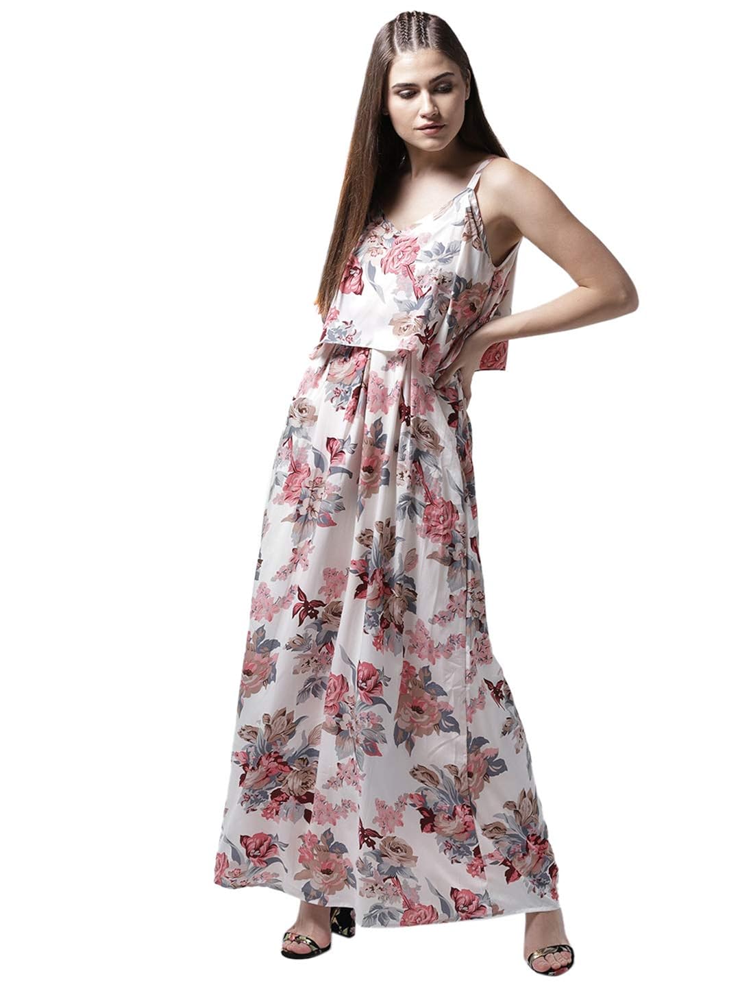 white patterned maxi dress