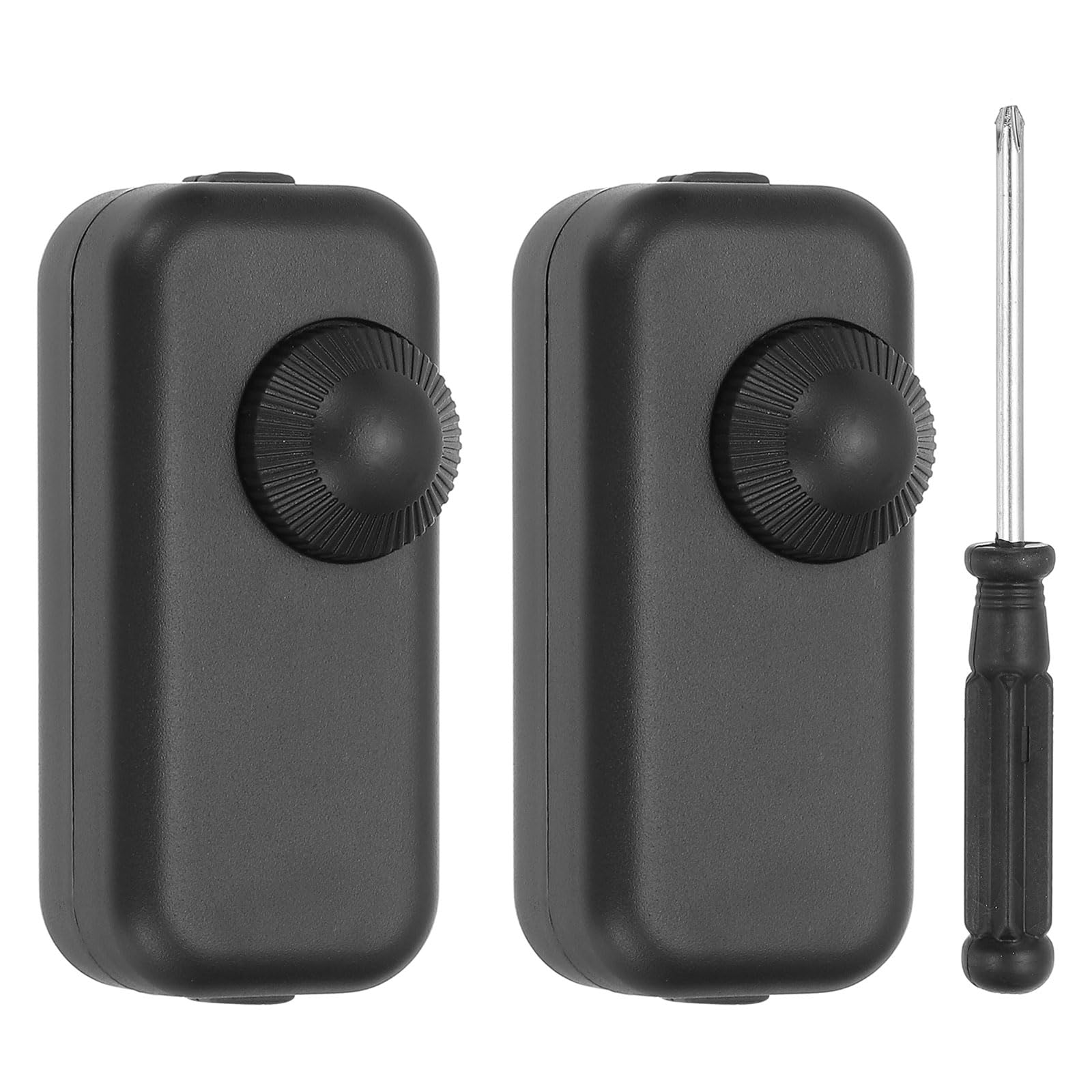 PATIKIL Inline Lamp Switch, 2pcs Rotary Dimmer LED Light Controller Brightness Control Cord Switch with Screwdriver for Table Floor Lamp Pendant Lights, Black
