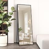 Beauty4U Full Length Mirror 140x40cm Black Aluminum Frame Free Standing