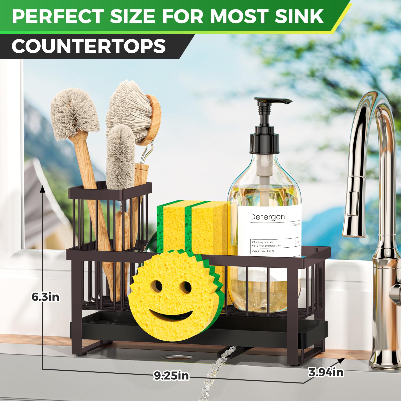 Condition photo showing New/Like New for taugast sponge holder for kitchen sink,sink caddy with removable dish brush holder,self-draining kit