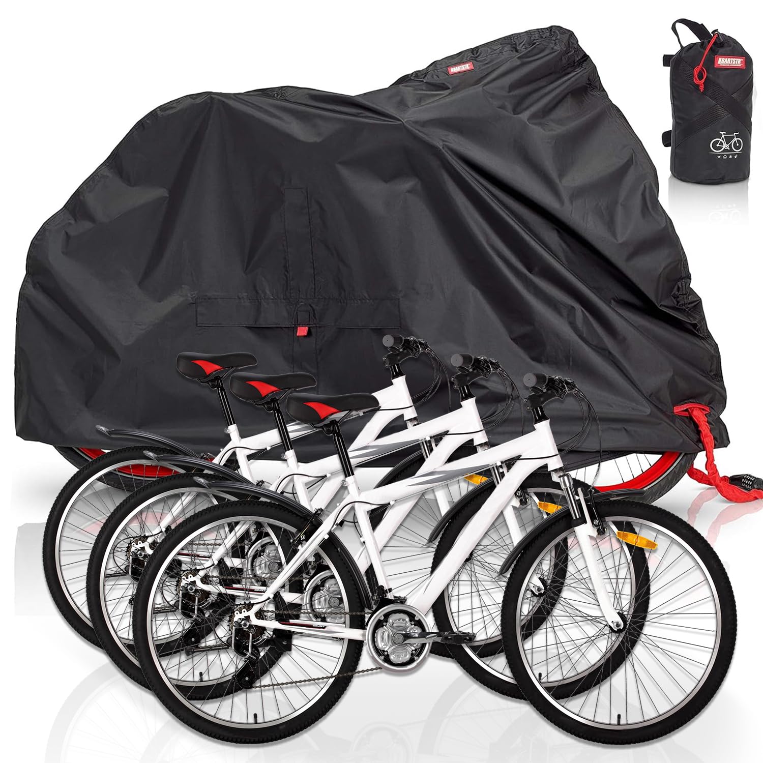 BARTSTR Bike Cover, Waterproof Bicycle Cover for Indoor and Outdoor Storage, 210D Oxford Fabric Anti Dust Rain with Lock Holes and Portable Storage Bag (XXL)