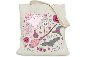 LUERHUI Halloween Tote Bag for Women Girls, Boo Ghost Gifts Tote Bag for Spooky Season, Medium Size with Inner Pocket