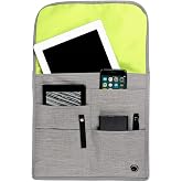 SO~MINE Airplane Pocket Organizer | Tray Table Cover | In Flight Seat Back Organizer Bag | Commuter Essential Travel Bag | Media Pouch For Flying | Travel Gift | Attaches To Luggage | Ash/Lime