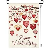 ARGOOFG Happy Valentines Day Garden Flag 12x18 Inch Double Sided Outside Small, Love Heart Tree Yard Porch Flag Outdoor Decoration