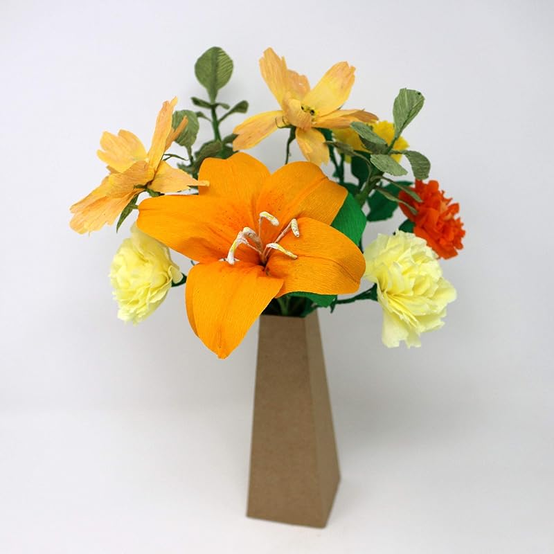 Arrangement floral orange avec vase en carton Amazon.fr Handmade