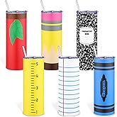 Geiserailie 6 Pcs Teacher Appreciation Gifts Graduation Gifts for Teachers 20 oz Stainless Steel Tumbler with Lid Straw Kindergarten Preschool Teachers Coffee Mug for Graduation Birthday Party Favors