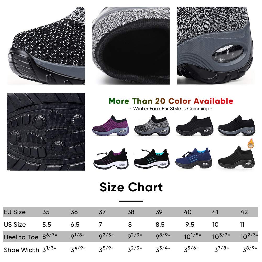 Women's Walking Shoes Sock Sneakers - Mesh Slip On Air Cushion Lady Girls Modern Jazz Dance Easy Shoes Platform Loafers - Image 3