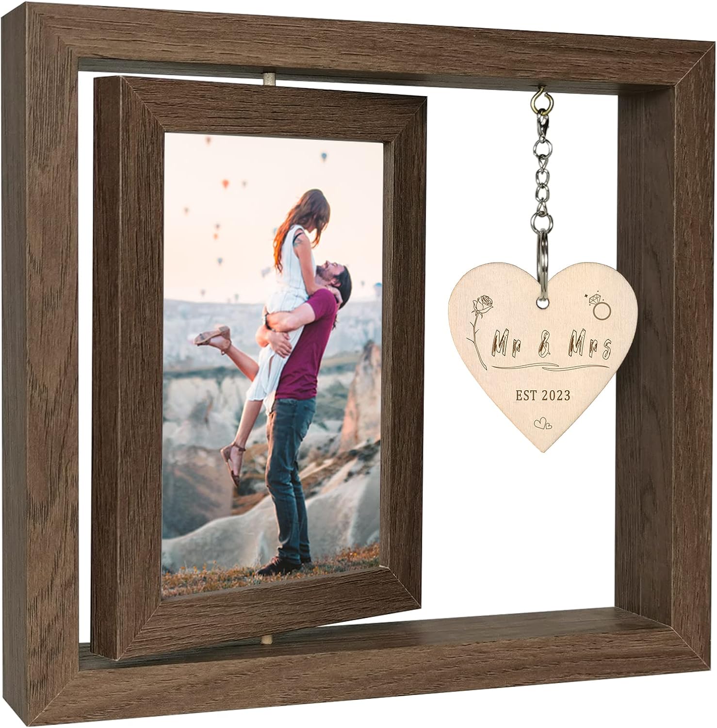 Photo Albums, Frames & Accessories - EYITUPC Rotating Floating Mr and Mrs Picture Frame, 4x6 Rustic Cool Wedding Bride to Be Bridal Shower Gifts for Couples Unique 2023