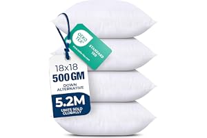 Utopia Bedding Throw Pillows, Decorative 18x18 Pillow Inserts, Set of 4 | Down alternative pillow insert with plush fluffy fill for beds sofas couches and chairs. Suitable for indoor outdoor use.