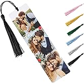 OMNRELM Personalized Bookmark with Photo and Text, Custom Metal Photo Bookmark with Multi-Color Tassel for Girlfriend, Boyfriend, Pet, Women, Men, Teacher, Family, Farewell Gift (3 Photos)